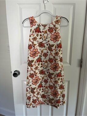 Wild Poppy Floral Sleeveless Shift Dress - White with Red Floral